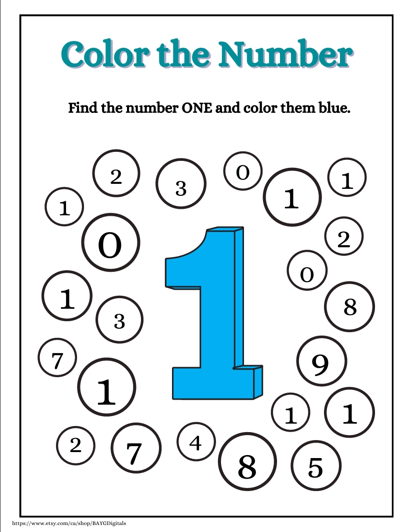 Number Coloring Printable Worksheets for Kids (Ages 3-8) 🖍️