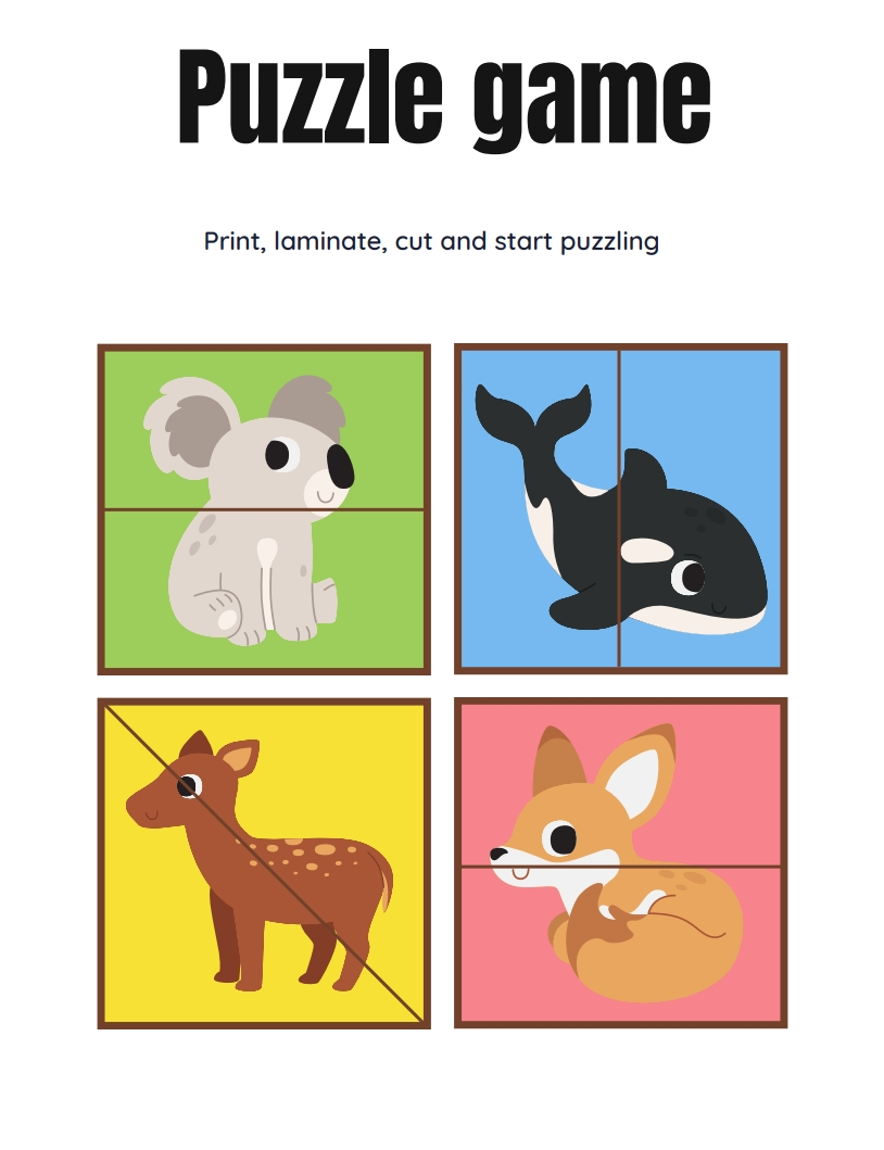 Printable Puzzle Game for Kids