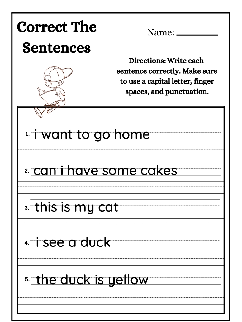 Sentence Writing Worksheets