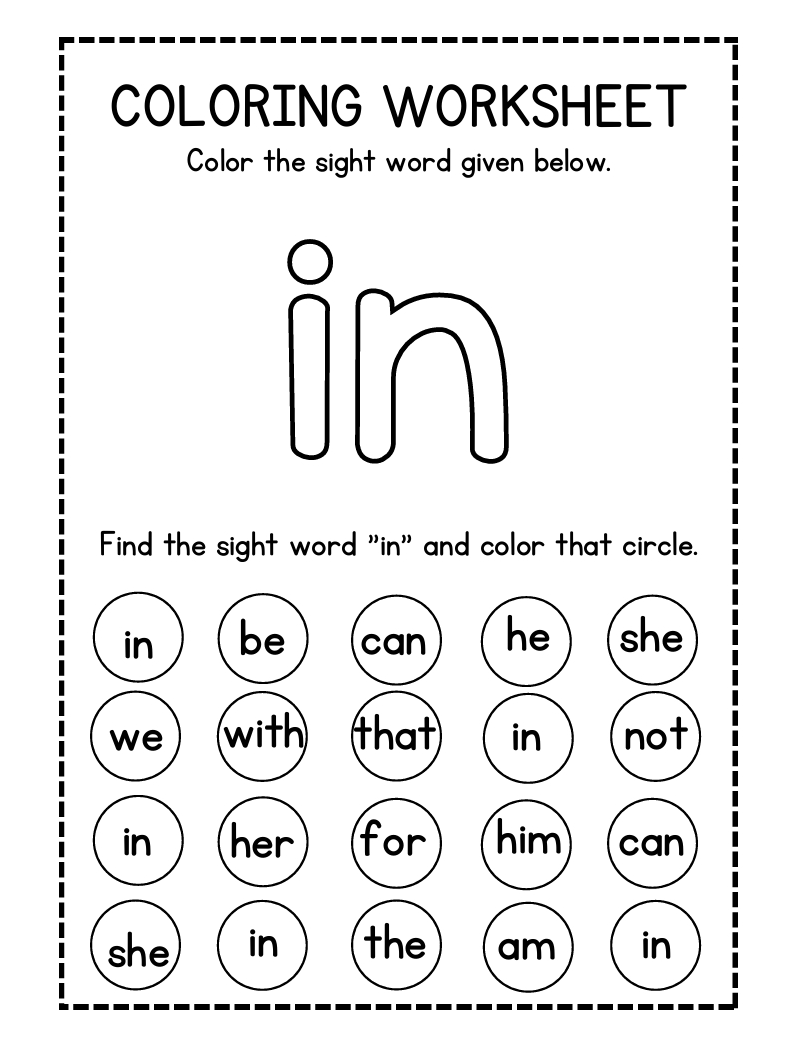 COLORING WORKSHEET