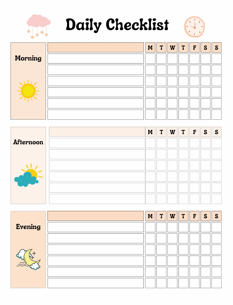 Kids Daily School Checklist