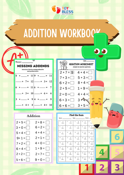 Addition Workbook Printable (Ages 3-8)