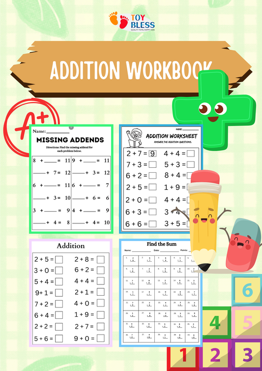 Addition Workbook Printable (Ages 3-8)