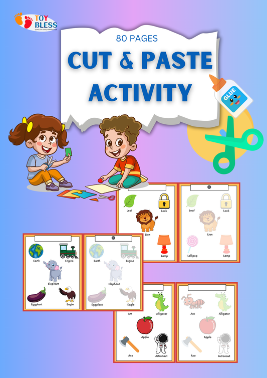Cut & Paste Activity Printable Worksheets (Ages 3-8) 80 pages – Fun & Educational! ✂️📄
