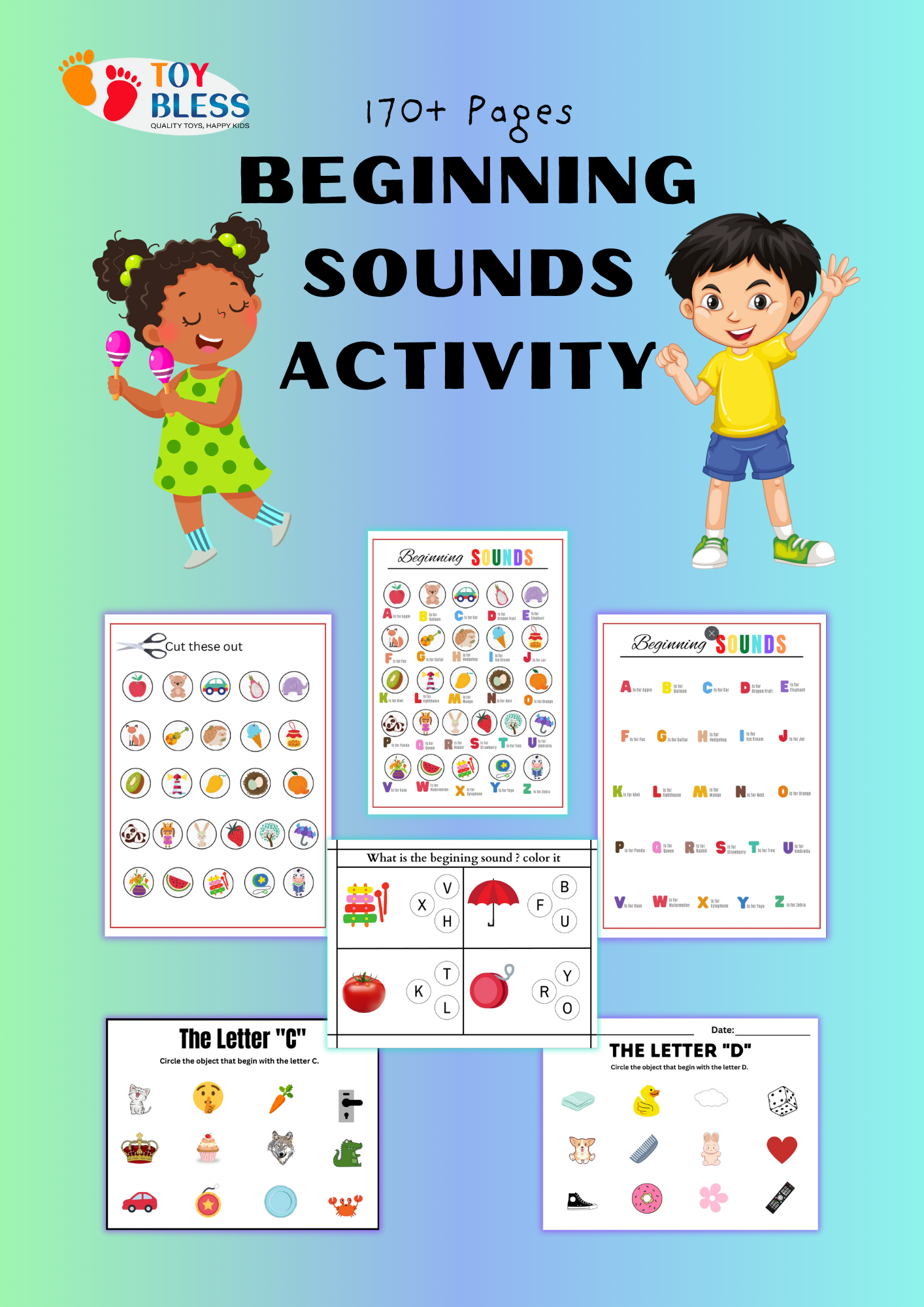 Beginning Sounds Activity Printable Worksheets (Ages 3-8) – Fun Phonics Practice! 🔤🎉