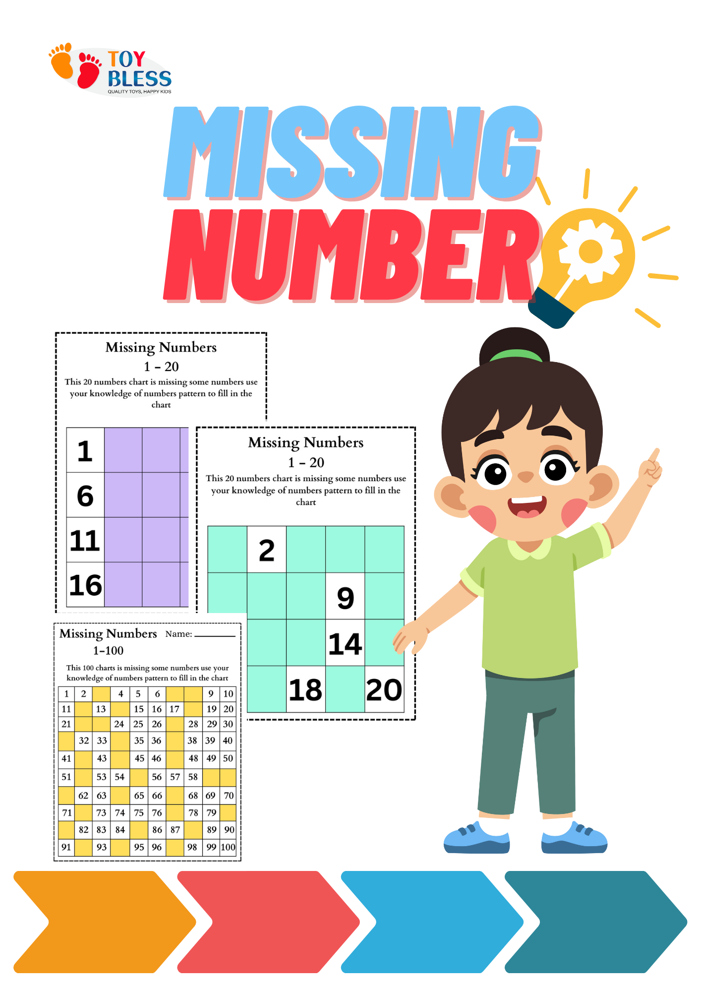 Missing Number Printable Worksheets (Ages 3-8)