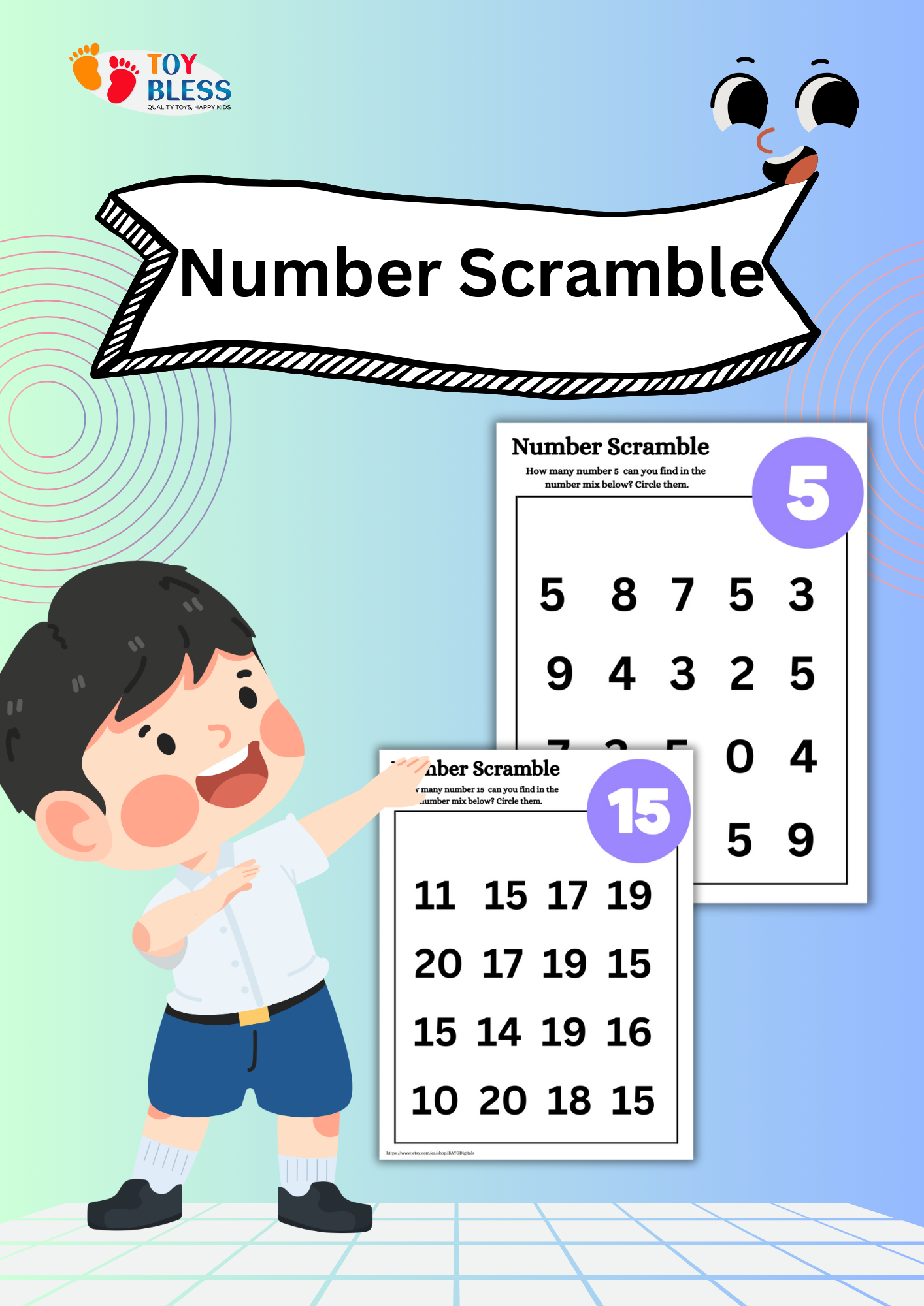 Number Scramble Printable Worksheets (Ages 3-8)