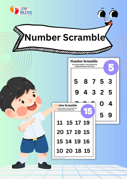 Number Scramble Printable Worksheets (Ages 3-8)
