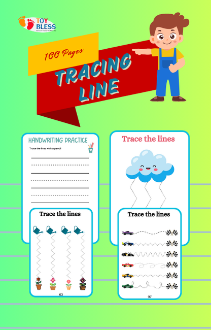 Tracing Line Workbook – 100 Pages of Pre-Writing Fun! ✍️✨