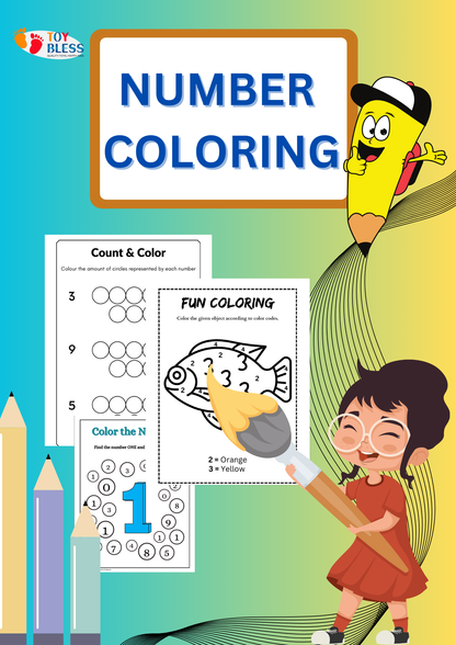 Number Coloring Printable Worksheets for Kids (Ages 3-8) 🖍️