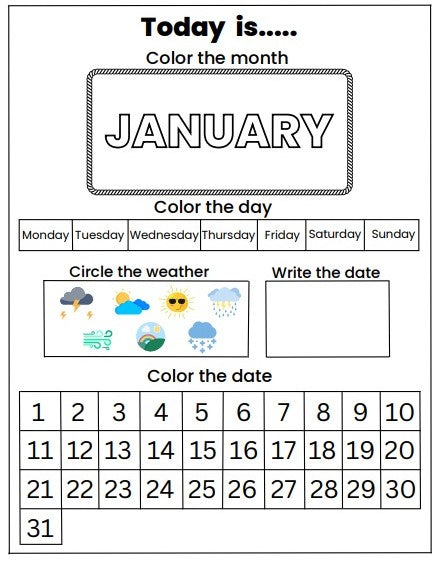 Calendar Activity eBook Worksheet for Kids!