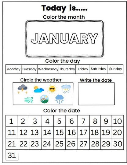 Calendar Activity eBook Worksheet for Kids!