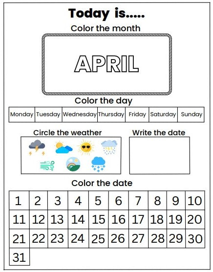 Calendar Activity eBook Worksheet for Kids!