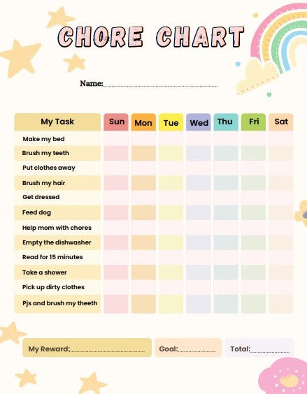 🌈 2025 Chore Chart for Kids – Fun & Interactive Printable! 🧹