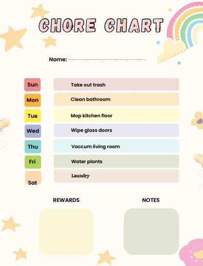 🌈 2025 Chore Chart for Kids – Fun & Interactive Printable! 🧹