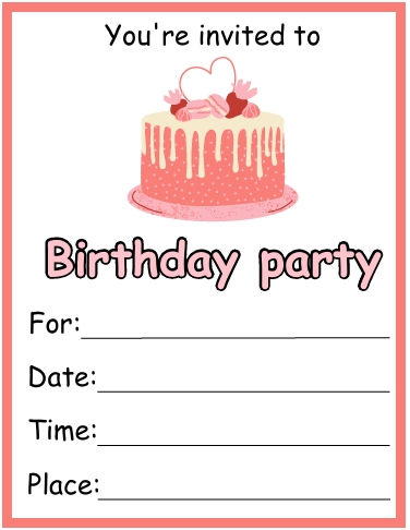 Birthday Party Worksheets