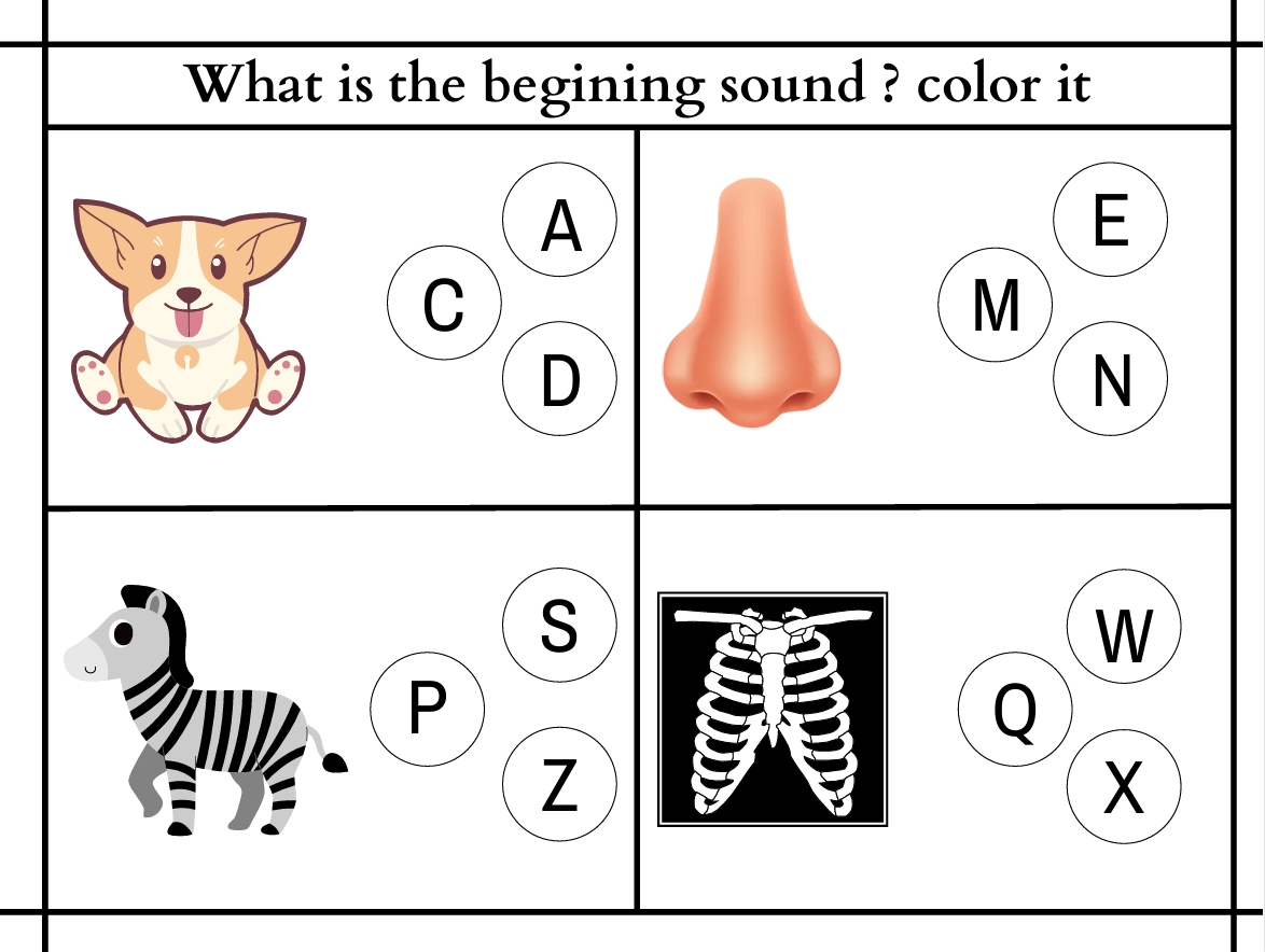Beginning Sounds Activity Printable Worksheets (Ages 3-8) – Fun Phonics Practice! 🔤🎉