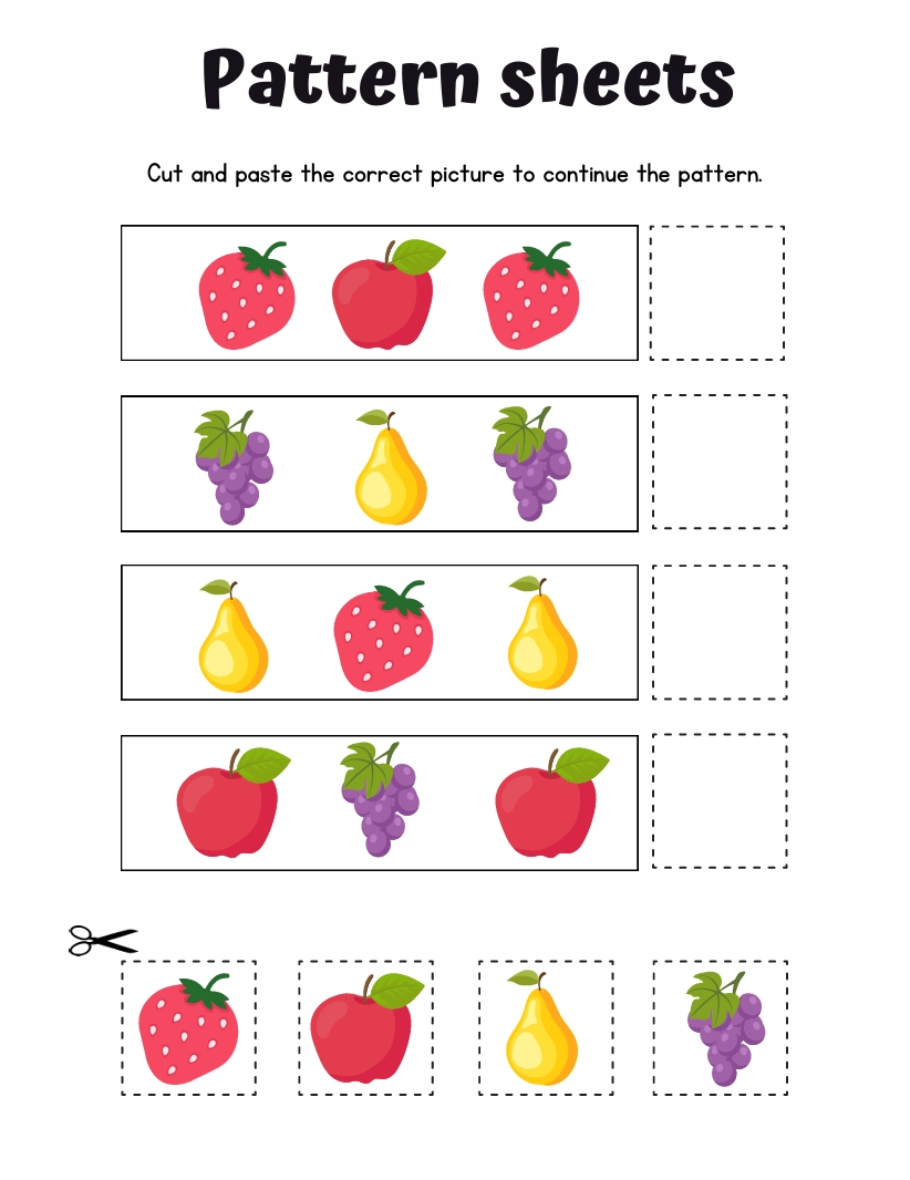 🧩 Pattern Recognition Printable Worksheets – Fun & Engaging Early Learning Activity! 🎨