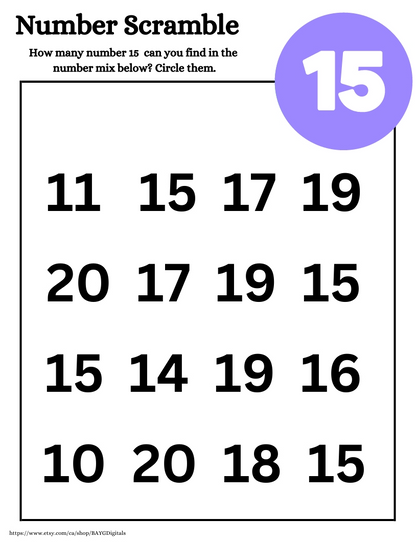 Number Scramble Printable Worksheets (Ages 3-8)