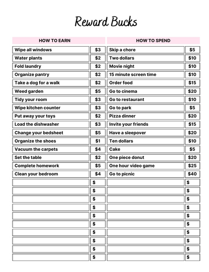 2025 Kids Chore Charts