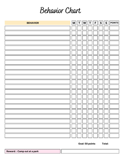 2025 Kids Chore Charts