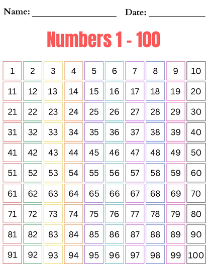 Number Chart Printable (1-1000) – Fun Learning for Kids (Ages 3-8)