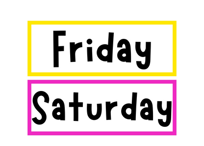 Days of the Week Flashcards